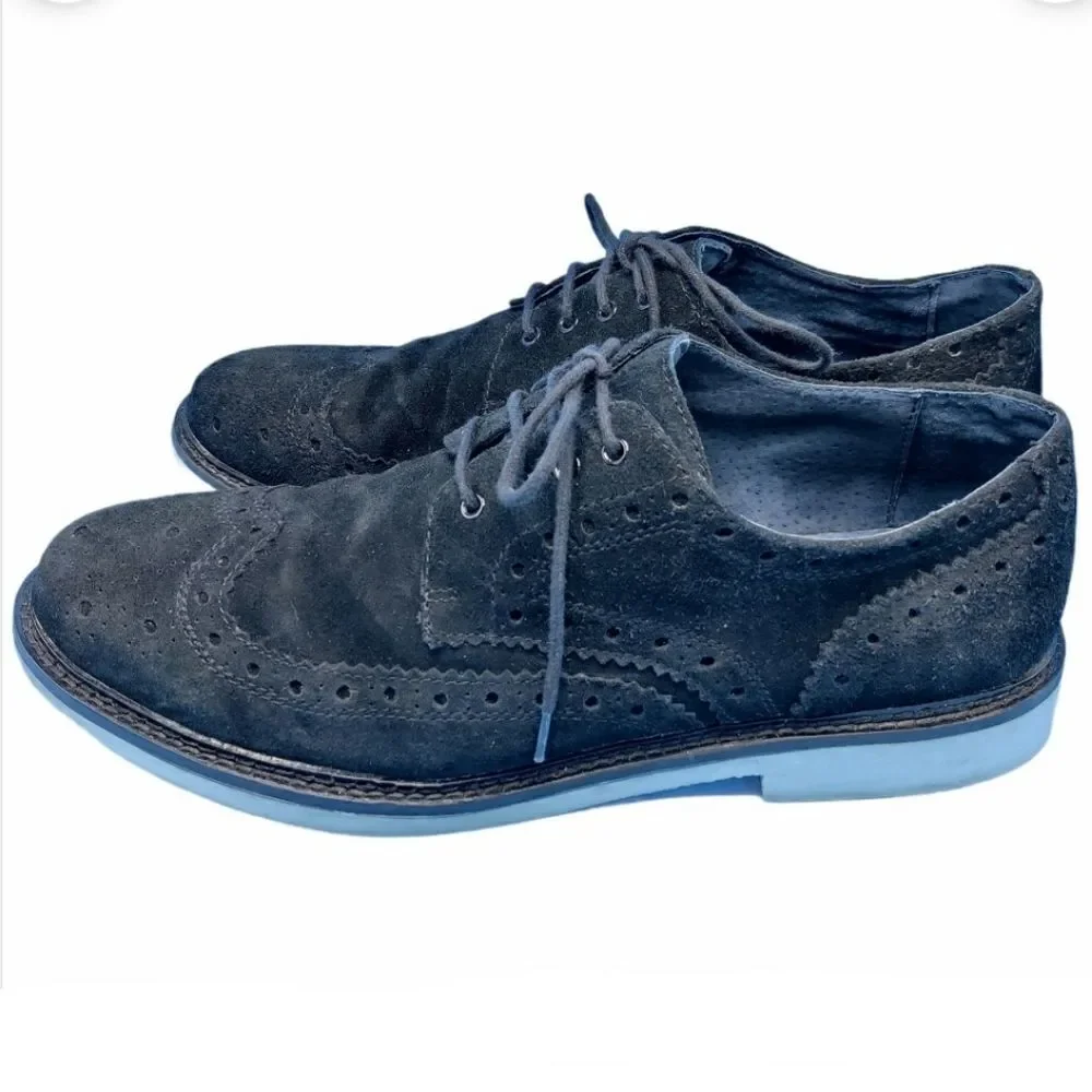 Joseph Abboud Suede Wingtip Brogue Oxford Shoes Men’s Size 11.5 Charcoal Black